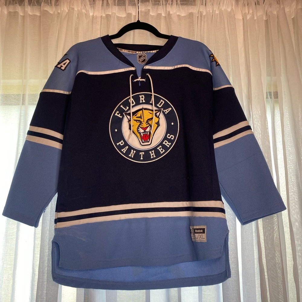 Florida Panthers Sweatshirt Womens L/XL Blue Lace Up Neck.